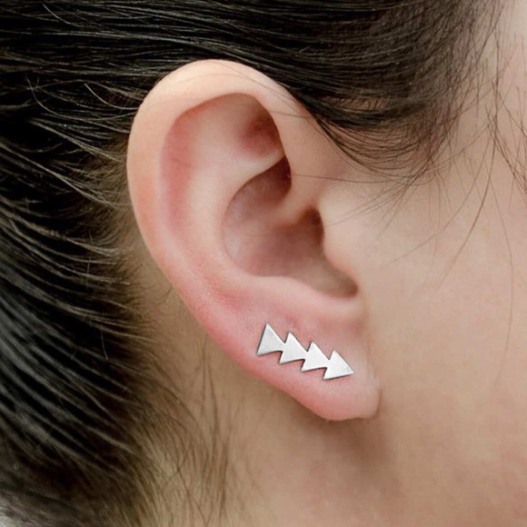 2/$20! Silver Mini Arrow Ear Crawler Earrings - Picture 2 of 8